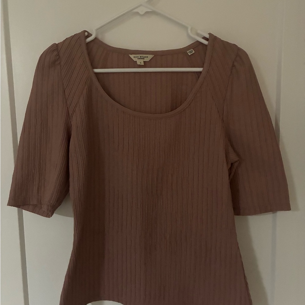 Max Studio Mauve Ribbed Blouse